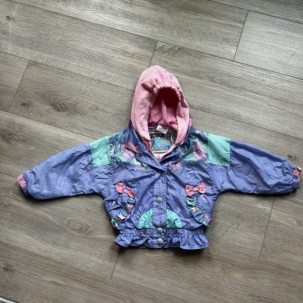 Weestuff Vintage Girls Purple And Pink Floral And Bow Jacket 24M - Picture 2 of 9